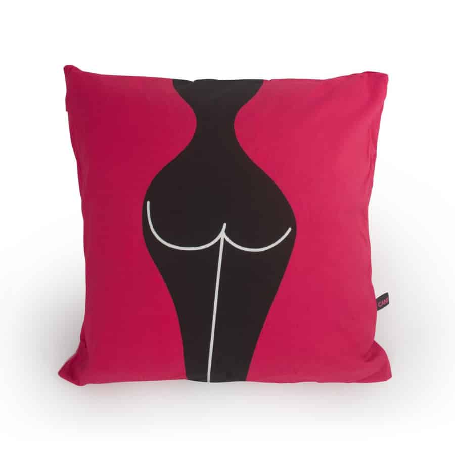 Cuscino eva colore fucsia e nero con stampa del corpo femminile