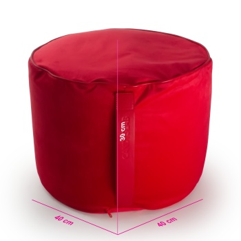 Pouf rotondo sfoderabile con cerniera e manico Rosso - immagine 3